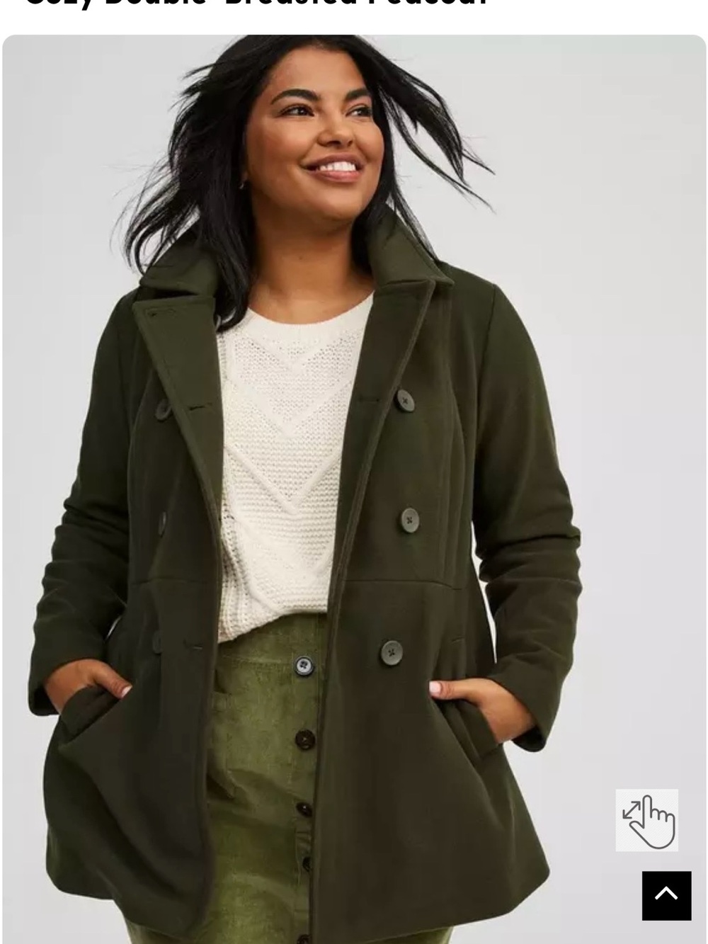 torrid Olive Green Double-Breasted Peacoat New with tags